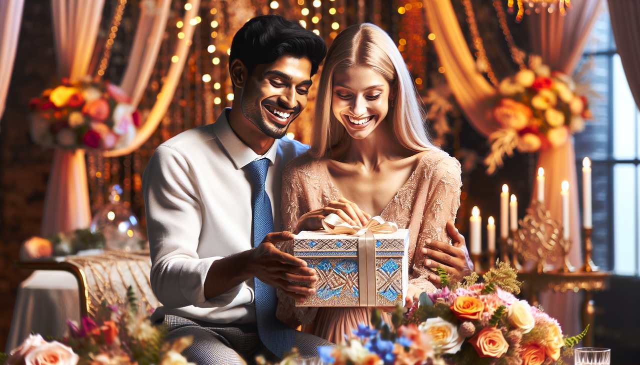 זוג מאושר פותח מתנת חתונה מיוחדת